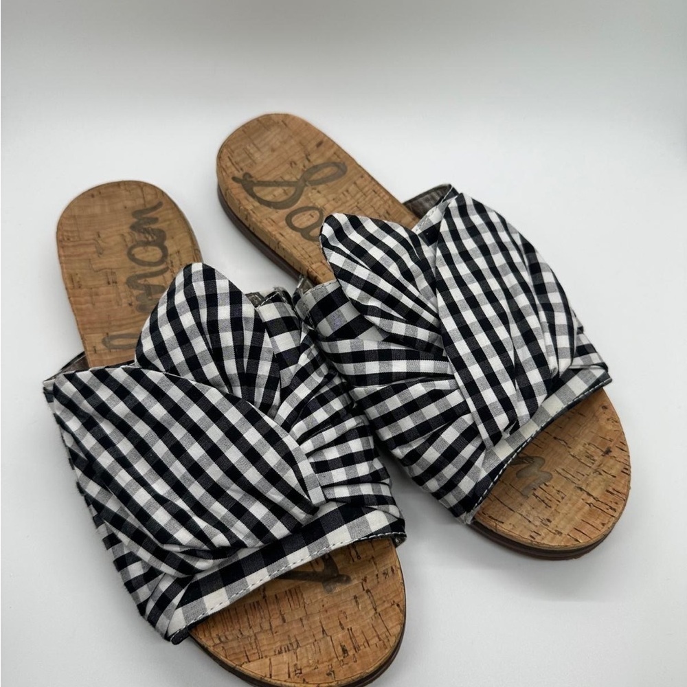Sam Edelman Heidi Bow Slide Sandals Gingham Size 8.5 - Picture 2 of 9